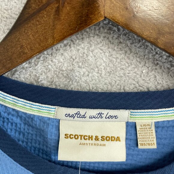 NEW Scotch & Soda Amsterdam Men's L Blue Textured T-Shirt 97% Cotton - Picture 3 of 8